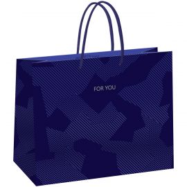 Пакет подарочный 32*26*12см MESHU "Blue pattern", выборочный лак, матовая ламинация MS_61620