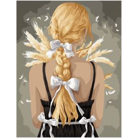 Картина по номерам на холсте ТРИ СОВЫ "Девушка с букетом колосьев", 30*40, с акриловыми красками и кистями КХ3040_53879