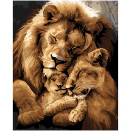 Картина по номерам на холсте ТРИ СОВЫ "Львиная нежность", 40*50, с акриловыми красками и кистями КХ4050_53939