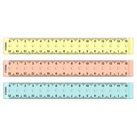 Линейка-циркуль 15см СТАММ, пластиковая, прозрачная, неоновые цвета, ассорти, европодвес ЛН-13630