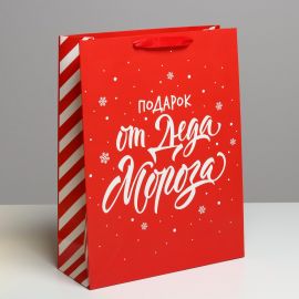 Пакет подарочный новогодний ламинированный «Подарок от Деда Мороза», L 31×40×11.5 см 4843282