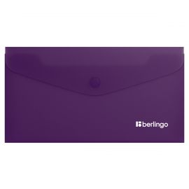 Папка-конверт на кнопке Berlingo "Soft Touch", C6, 200мкм, софт-тач, фиолетовая EFb_C6986