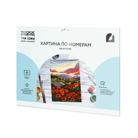 Картина по номерам на картоне ТРИ СОВЫ "Луг с маками", 30*40, с акриловыми красками и кистями KK3040_00003