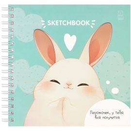 Скетчбук 60л., 150*150 MESHU "Funny banny", на гребне, soft-touch, 120г/м2 MS_64032