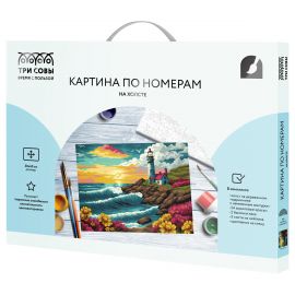 Картина по номерам на холсте ТРИ СОВЫ "Свет маяка", 30*40, с акриловыми красками и кистями КХ3040_53864
