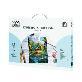 Картина по номерам на холсте ТРИ СОВЫ "Дом у озера", 30*40, с акриловыми красками и кистями КХ3040_53880