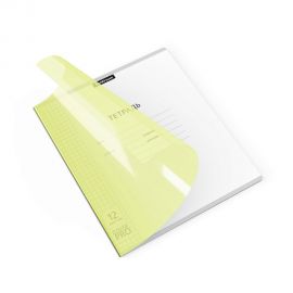 Тетрадь школьная ученическая с пластиковой обложкой на скобе ErichKrause Классика CoverPrо Neon, желтый, А5+, 12 листов, клетка 012015254-56352