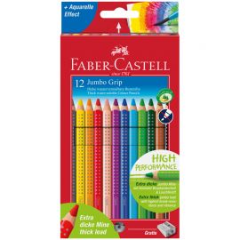 Карандаши цветные Faber-Castell "Jumbo Grip", 12цв., трехгран., утолщен., заточен., картон, европодв 110912