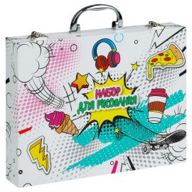 Набор для рисования ArtSpace 58 предм. подарочный бокс. 10цв скетч-маркер., 10цв каранд., 12цв флом., 12цв пастелей, 12цв воск.мелки., блокн., точилка DS_55060