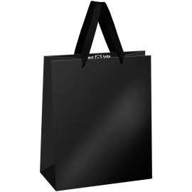 Пакет подарочный 18*23*10см MESHU "Black", ламинация с блестками MS_61672