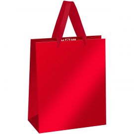 Пакет подарочный 18*23*10см MESHU "Red", ламинация с блестками MS_61673