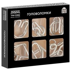Набор металлических головоломок ТРИ СОВЫ, 6шт., картонная коробка PM6_17698