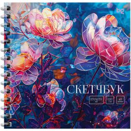 Скетчбук 40л., 170*170 BG "Витраж. Цветы", на гребне, матовая ламинация, отд.фольгой, 120г/м2 Скв40гр_64599