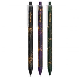 Ручка шариковая автоматическая Berlingo "Golden Shade" синяя, 0,7мм, рисунок на корпусе, soft touch, ассорти CBm_07S22