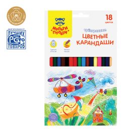Карандаши цветные Мульти-Пульти "Невероятные приключения", 18цв., трехгран., заточен., картон, европодвес CP_41054