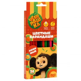 Карандаши цветные Мульти-Пульти "Чебурашка", 24цв., заточен., картон, европодвес CPЧБ_52997