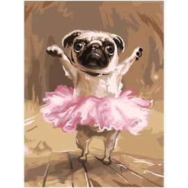 Картина по номерам на картоне ТРИ СОВЫ "Мопс в балетной пачке", 30*40, с акриловыми красками и кистями KK3040_00009