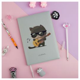 Ежедневник недатированный, А5, 136л., кожзам, MESHU "Сat melody", тон. блок, карман на молнии с брелком, закладка-ляссе MS_53626