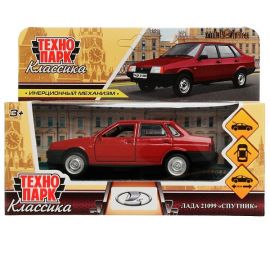 Машина металл LADA-21099 "СПУТНИК" 12 см, двери, багаж, инерц, красный 336381 336381