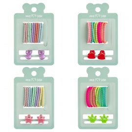 Набор аксессуаров для волос MESHU, резинки 10шт., диаметр 2см, заколки 2шт., 1см,ассорти, европодвес MS_60686