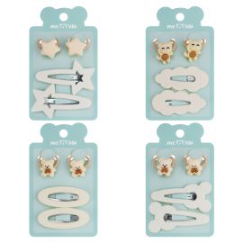 Набор аксессуаров для волос MESHU, резинки 2шт., заколки 2шт., ассорти, европодвес MS_60688