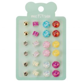 Серьги MESHU "Round", бижутерия, 12 пар, европодвес MS_60702