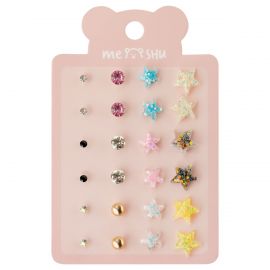 Серьги MESHU "Stars", бижутерия, 12 пар, европодвес MS_60708