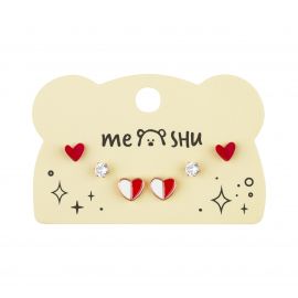 Серьги MESHU, бижутерия, красные, 3 пары, европодвес MS_60715