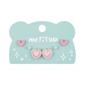 Серьги MESHU, бижутерия, розовые, 3 пары, европодвес MS_60719