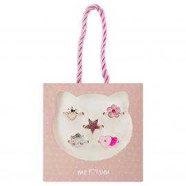 Набор колец MESHU "Superstar", бижутерия, 5шт., картонный бокс с ручкой MS_60726