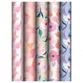 Упаковочная бумага глянц. 70*100см, MESHU "Floral mood", 80 г/м2, ассорти, 5 дизайнов MS_62823
