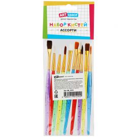 Набор кистей ArtSpace 10шт., пони, щетина, нейлон, круглые, плоские, пакет, европодвес SB_3292