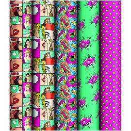 Упаковочная бумага глянц. 70*100см, ArtSpace "Pop art", 90г/м2, ассорти 5 дизайнов М100_40609