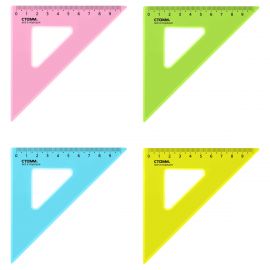 Треугольник 45°, 9см СТАММ, пластиковый, прозрачный, неоновые цвета, ассорти ТК32