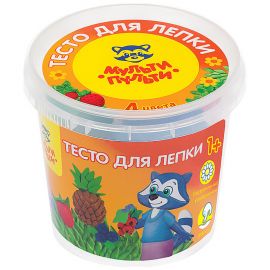 Тесто для лепки Мульти-Пульти "Енот на каникулах", 04 цвета*60г, пластиковый стакан ТЛ_12206