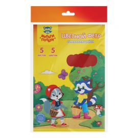 Фетр Мульти-Пульти "Приключения Енота", А4, 5л., 5цв., 2мм, самоклеящийся ФЦ5с_16850