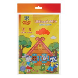 Фетр Мульти-Пульти "Приключения Енота", флуоресцентные цвета, А4, 5л., 5цв., 2мм ФЦ5ф_18066