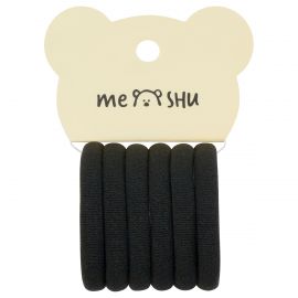 Резинки для волос MESHU "Essence", черные, 6шт., диаметр 4см, европодвес MS_60526