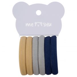 Резинки для волос MESHU "Essence", бежевые, серые, темно-синие, 6шт., диаметр 4см, европодвес MS_60530