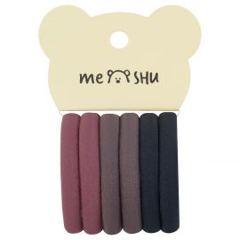 Резинки для волос MESHU "Essence thin", винные, коричневые, графитовые, 6шт., диаметр 4см, европодвес MS_60536