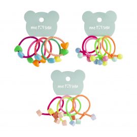 Резинки для волос MESHU с пластиковыми топперами, тонкие, ассорти, 5шт., диаметр 2,5см, европодвес MS_60546