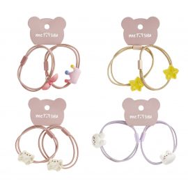 Резинки для волос MESHU, тонкие с топпером, ассорти, 2шт., диаметр 5см, европодвес MS_60568