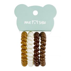 Резинки для волос MESHU, пружинки, коричневые ассорти, 4шт., диаметр 4,5см, европодвес MS_60572