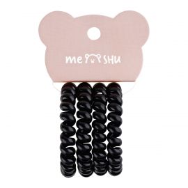 Резинки для волос MESHU, пружинки, черные, 4шт., диаметр 4,5см, европодвес MS_60574