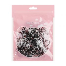 Резинки для волос MESHU, белые/черные, 300шт., диаметр 2см, европодвес MS_60598