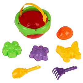 Набор для песка ТРИ СОВЫ "Лесная лужайка", 7 предметов (ведро-лукошко, грабли, совок, 4 формочки) ПИО 006