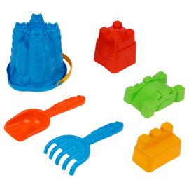 Набор для песка ТРИ СОВЫ "Замок", 6 предметов (ведро-замок, грабли, совок, 3 формочки) ПИО 009