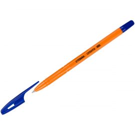 Ручка шариковая СТАММ "Орбита 100" синяя, 0,7мм, оранжевый корпус РШ-30140