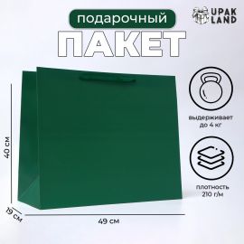 Пакет подарочный ламинированный горизонтальный «Изумрудный», XL 49×40×19 см 10320484