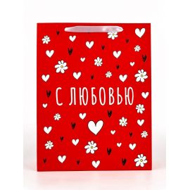 Пакет подарочный бархатный, упаковка, «С любовью», бархат, L 31 х 40 х 11.5 см 10662456